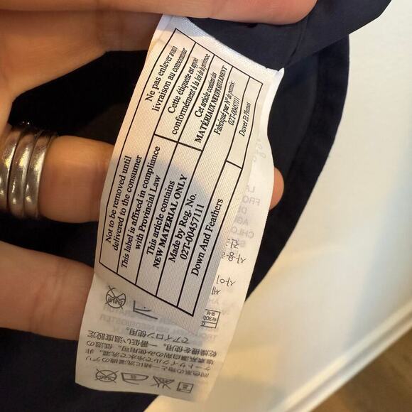 Women’s J. Crew‎ Navy Quilted Down Puffer Vest Gold Accents Pockets PL Petite L - Picture 6 of 8